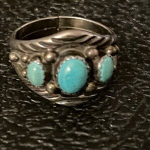 Native American vintage Turquoise Silver Ring size 10